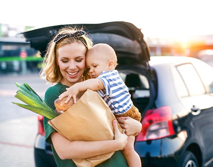 Mom shopping with baby